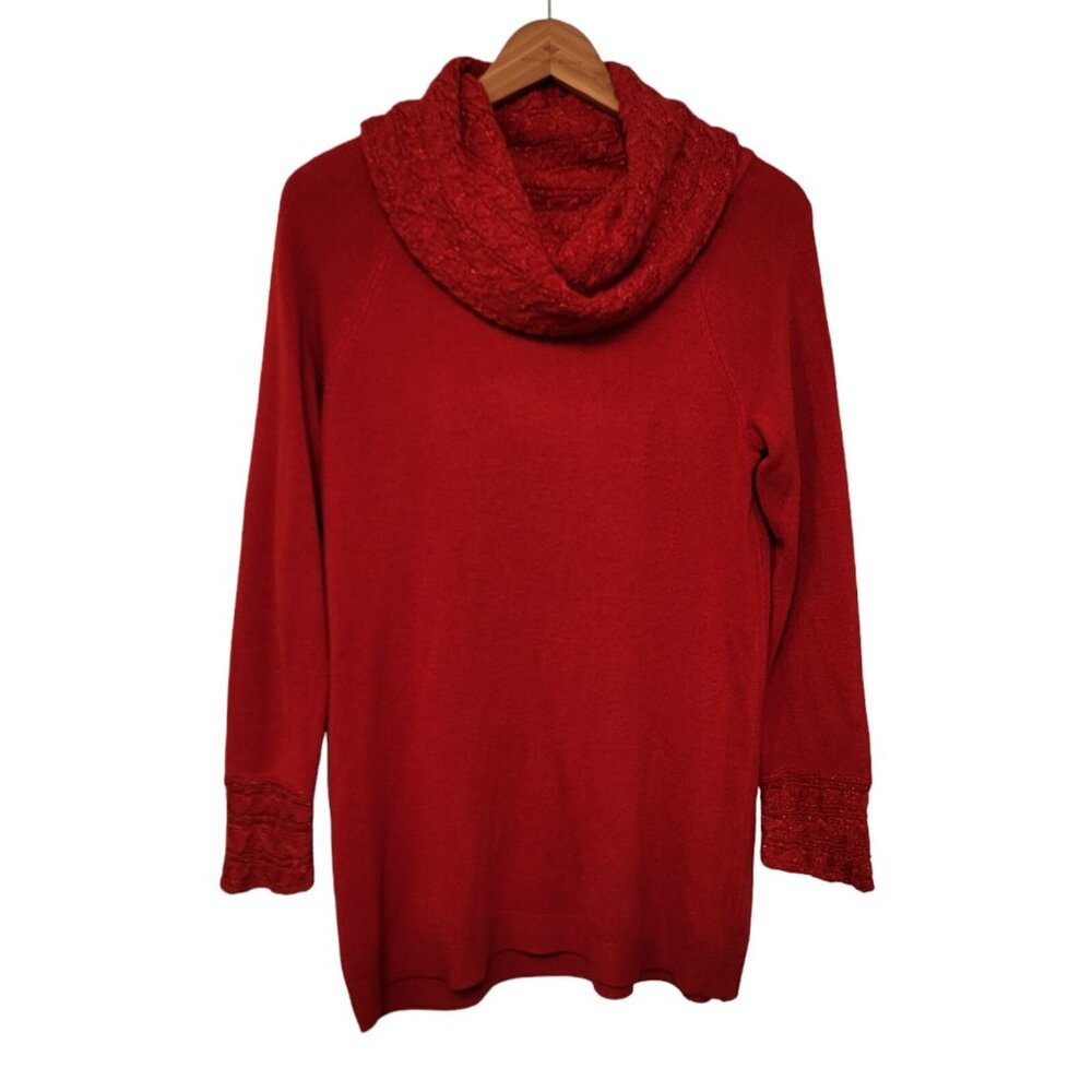 White Stag Sweater Red Women's Cowl Neck Size Sz S Long Sleeve Holiday Christmas